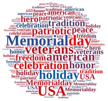 Illustration with word cloud about Memorial day.