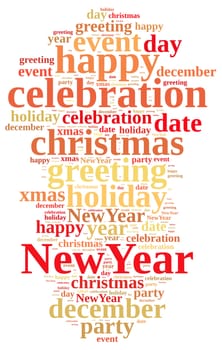 Illustration with word cloud about the New Year.