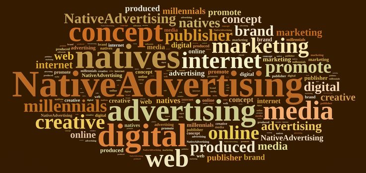 Illustration with word cloud on native advertising