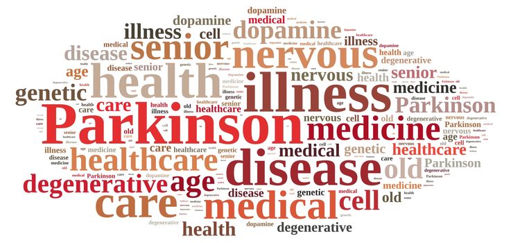 Word cloud illustration on Parkinson's disease.