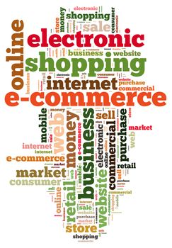 Illustration with word cloud on e-commerce