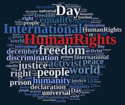 Word cloud illustration with International Human Rights Day.