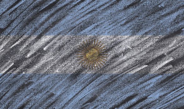 Argentina flag painted with chalk on a blackboard.