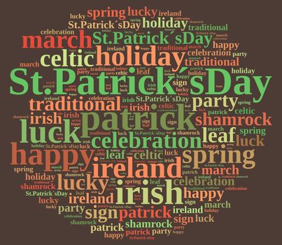 Illustration with word cloud on St. Patricks Day.