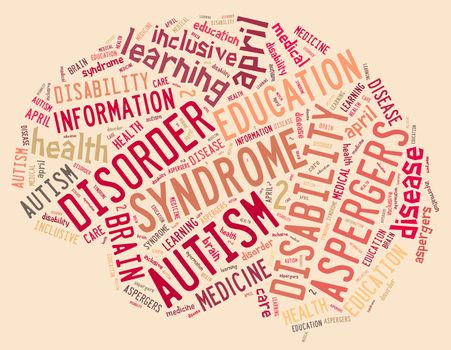 Illustration with word cloud on disease Autism