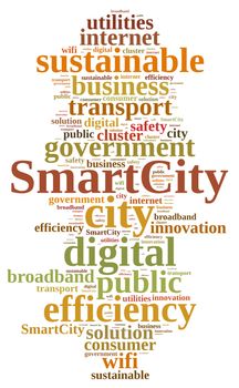 Illustration with word cloud about smart city