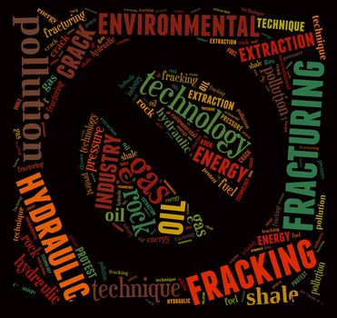 Illustration with word cloud, related to fracking.