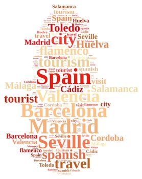 Illustration with word cloud city tourism in Spain