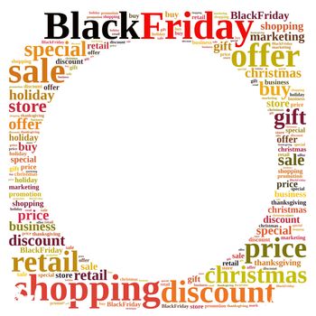 Illustration with word cloud about Black Friday.