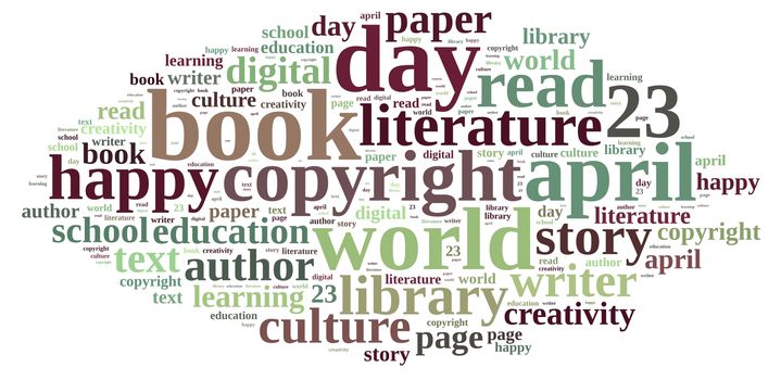 Illustration word cloud on world book day