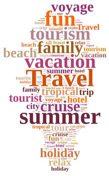 Illustration with word cloud on the subject travel