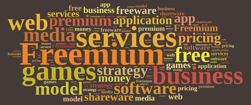 Illustration with word cloud on the Freemium system.