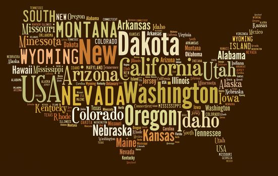 Illustration with word cloud on US states.