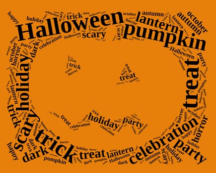 An illustration with word cloud on Halloween.