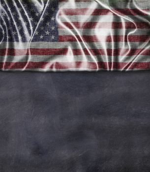 Usa flag and blackboard with blank space for write