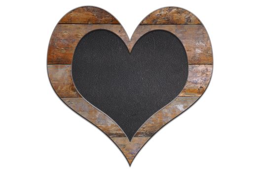 Heart made of wood and slate for love.