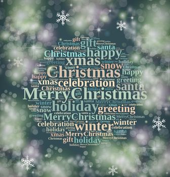 Illustration with word cloud about Merry Christmas.