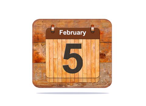 Calendar with the date of February 5.