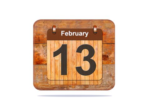 Calendar with the date of February 13.