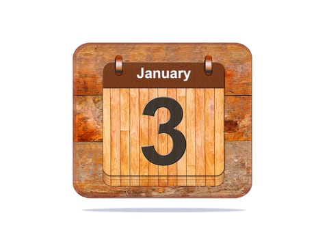 Calendar with the date of January 3.