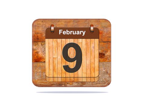 Calendar with the date of February 9.