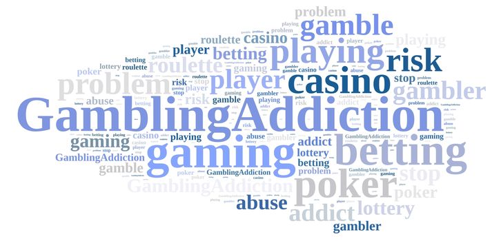 Illustration with word cloud about gambling addiction