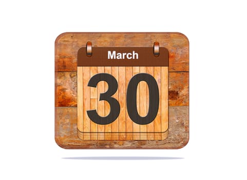 Calendar with the date of March 30.