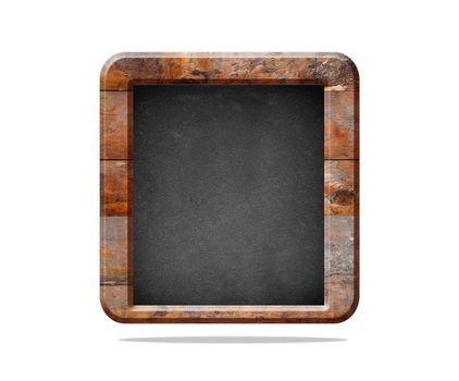 Wooden blackboard with clear space to write and isolated on white background