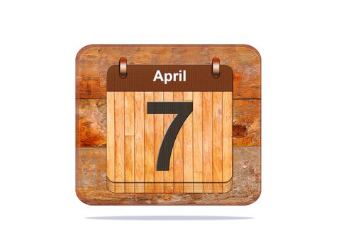 Calendar with the date of April 7.