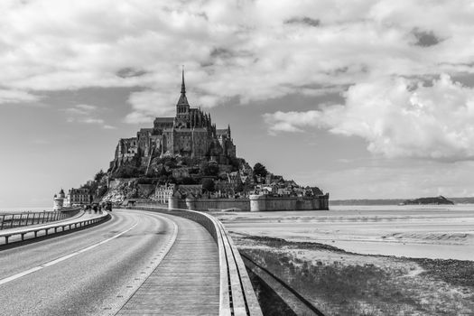 Beautiful Mont Saint Michel cathedral on the island, Normandy, Northern France, Europe
