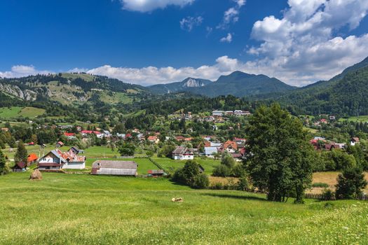 Stunning alpine landscape and green fields, Transylvania, Romania, Europe