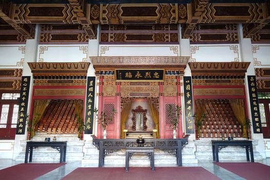 KAOHSIUNG, TAIWAN -- APRIL 29, 2017: The interior memorial hall of the Kaohsiung Martyrs' Shrine, which is dedicated to the soldiers who died during World War Two. 
