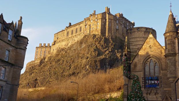Edinburgh Castle on Castlerock - amazing view on a sunny day - travel photography
