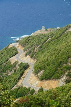 Landscape in Barrettali area, near road D33, in Cap Corse, Corsica, France