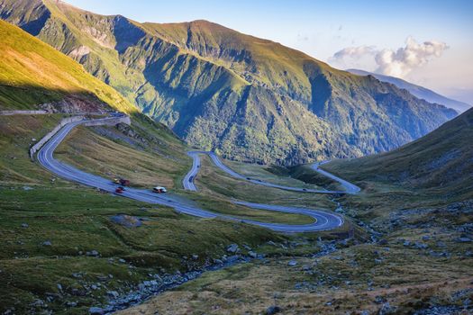 Transfagarasan pass in summer. Crossing Carpathian mountains in Romania, Transfagarasan is one of the most spectacular mountain roads in the world.