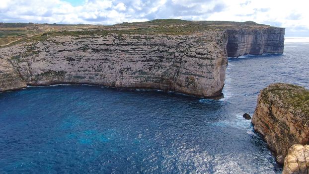 Amazing Dwerja Bay at the coast of Gozo Malta - aerial photography