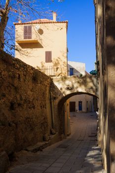 An alley in the citadel, in Calvi, The Balagne, Corsica, France