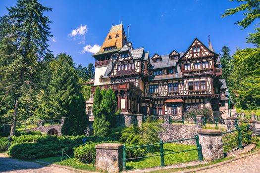 Pelisor castle, Sinaia, Romania. View of famous Pelisor castle situated next to the Peles castle near romanian city Sinaia.