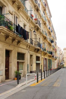 An alley in the Le Panier old quarter in Marseilles, France