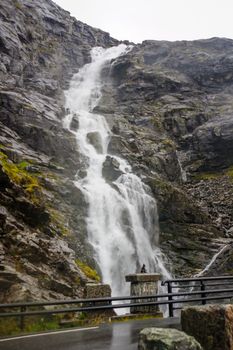 A waterfall near road 63 (near Trollstigen road), Trollvegen, Norway