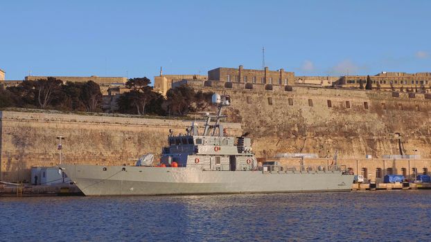War ship in the harbour of Valletta - travel photography