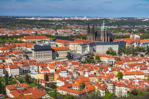 Prague Castle and Saint Vitus Cathedral, Czech Republic. Panoramic view