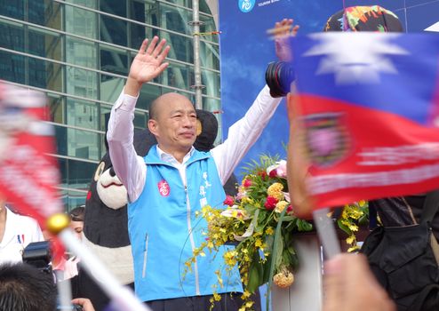 KAOHSIUNG, TAIWAN -- OCTOBER 10, 2019: Kaohsiung mayor and KMT presidential candidate Han Kuo-yu at the national day celebrations, a free and public event.