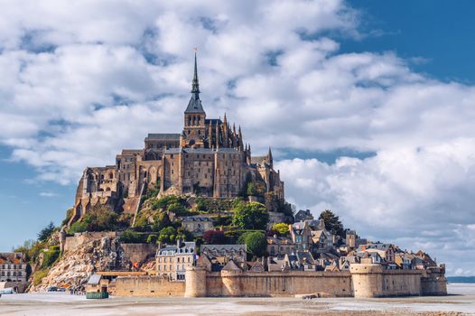 Beautiful Mont Saint Michel cathedral on the island, Normandy, Northern France, Europe