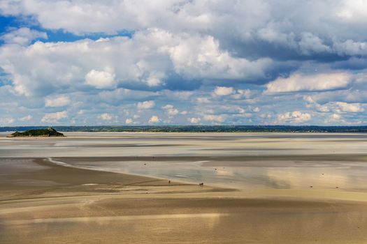 Low tide at Mont-Saint-Michel, Normandy, France