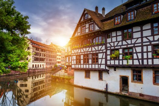Traditional half-timbered houses in La Petite France, Strasbourg, Alsace, France