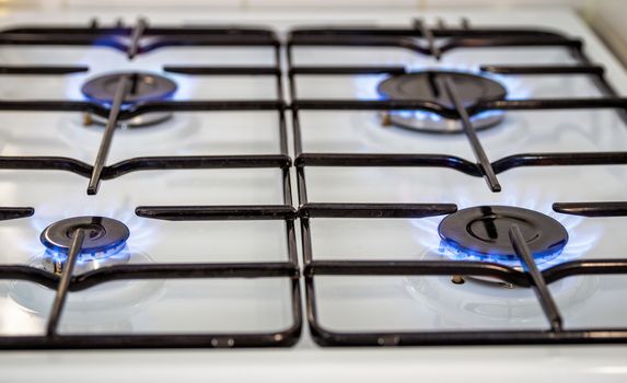Burning on a gas stove in the kitchen