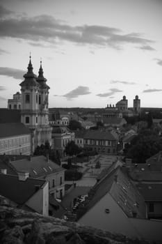 View of the historical center of Eger, Hungary. View from the castle