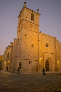 Sunset view of the Co-catedral de Santa Maria, in Caceres, Extremadura, Spain