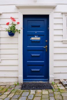 Typical wooden door in Bergen, Norway